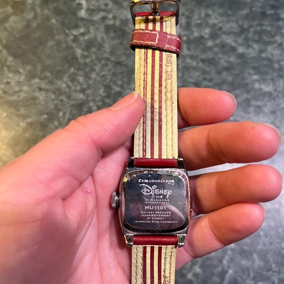 Disney Mickey Mouse Watch with Red Leather Band - Picture 4 of 4